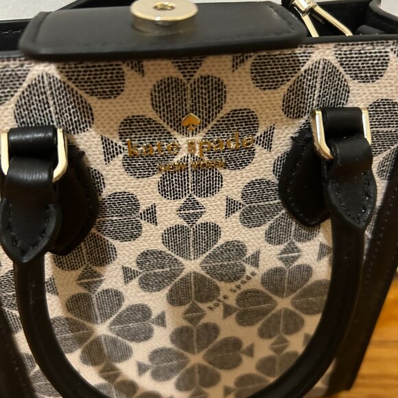 Kate Spade Black and Cream Spades Patterned Rectangle Small Crossbody Bag - Picture 2 of 6